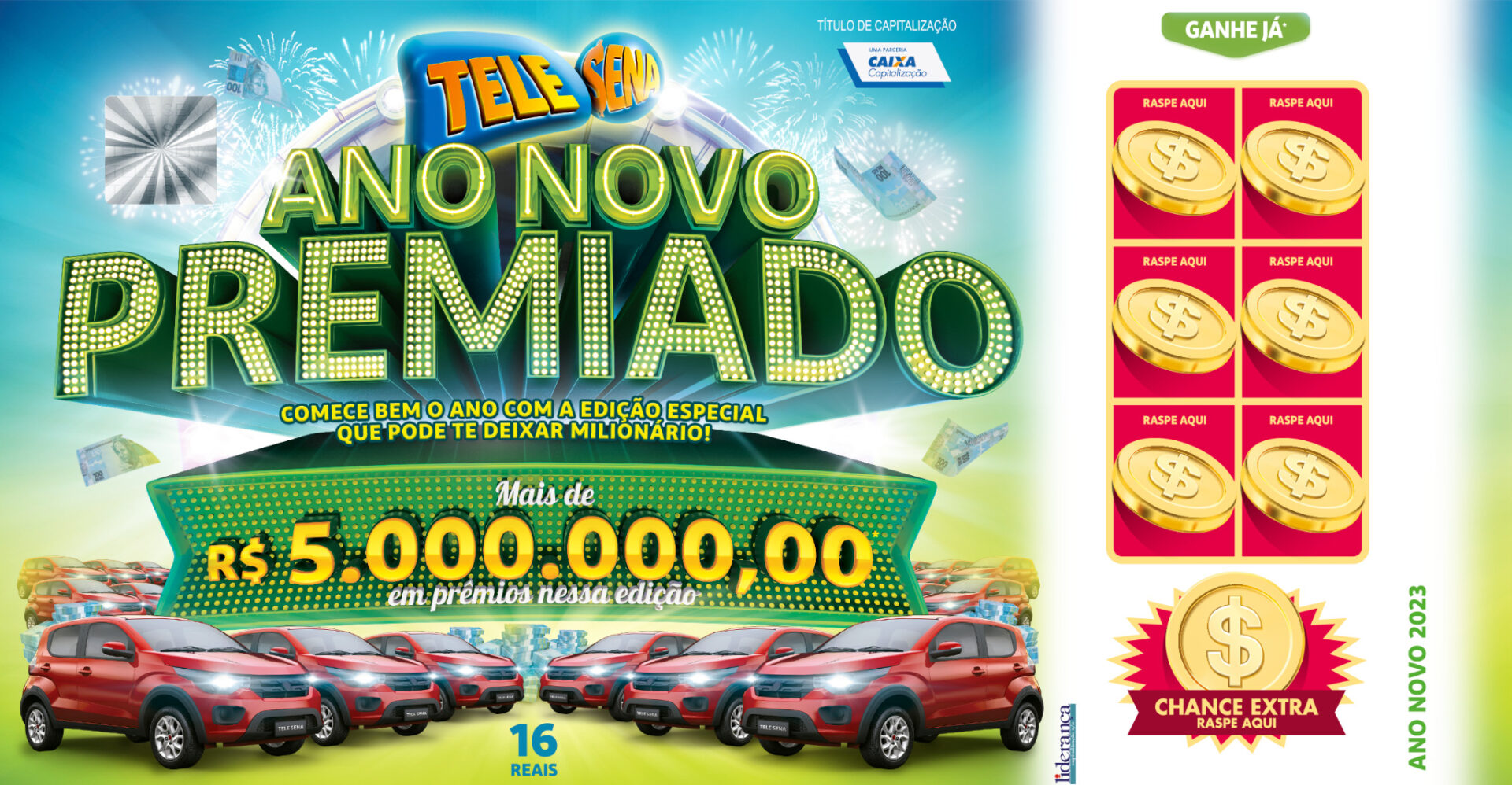 Tele Sena inicia o ano com campanha de Ano Novo estrelada pelo Alexandre Pires e Ana Clara, com premiações de até R$1 milhão