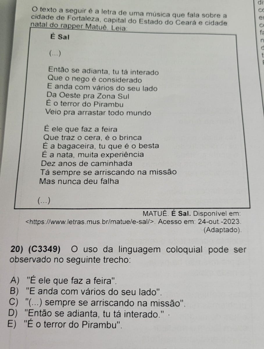 Matuê vira questão de prova de Língua Portuguesa no Ceará