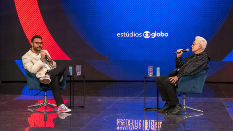 Juan Jullian e Aguinaldo Silva na Inauguração da Academia Estudios Globo.