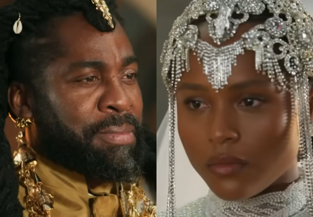 Alika (Duda Santos) se casa com Jendal (Lazaro Ramos) em A Nobreza do Amor. Foto: TV Globo