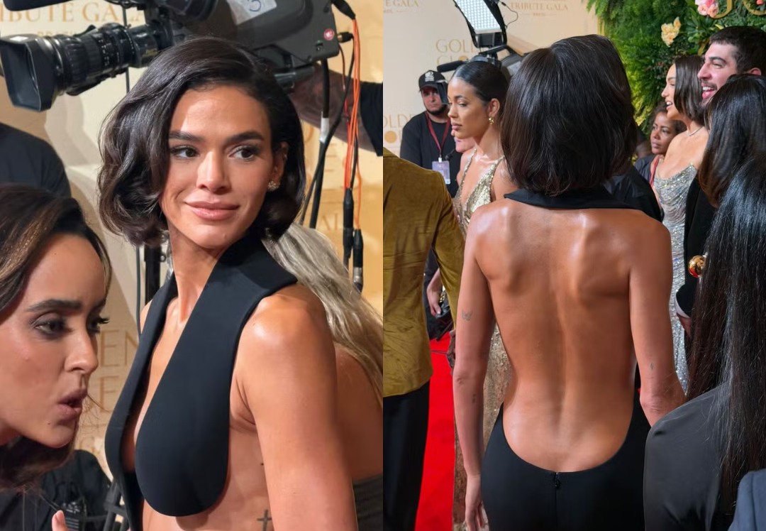 Bruna Marquezine brilha com look de R$ 32 mil em gala do Golden Globes