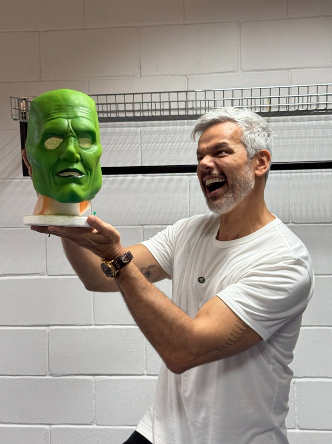 Otaviano Costa nos bastidores da Batalha do Lip Sync no Domingão.