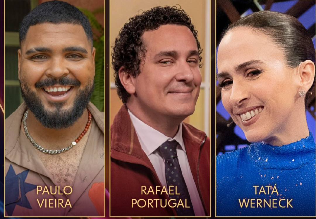 Paulo Vieira, Rafa Portugal e Tatá Werneck disputam o Melhores do Ano 2025 na categoria Humor.