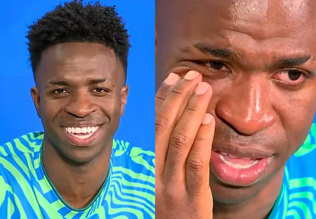 Craque da Seleção Brasileira, Vini Jr. chora no Domingão com recado da avó