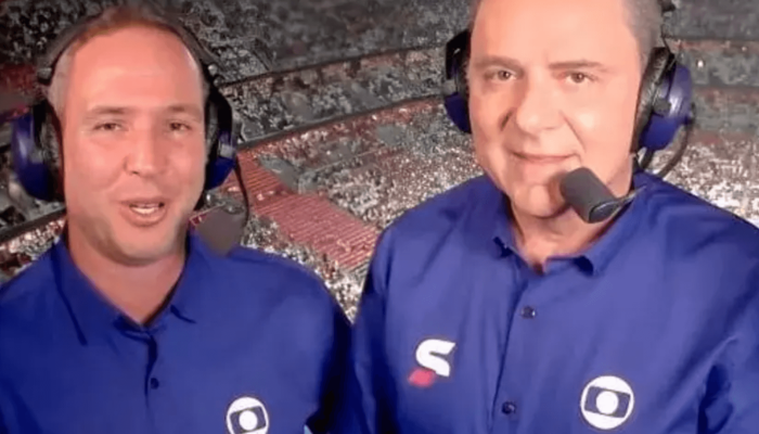 Luís Roberto narra o duelo entre Palmeiras e Fluminense na TV Globo, com análises de Caio Ribeiro e do Maestro Júnior