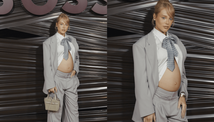 Malu Borges Grávida na Moda Milão